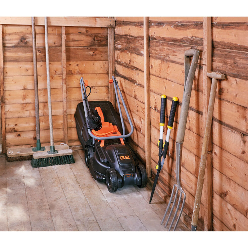 Load image into Gallery viewer, Black+decker 1000w 32cm grasmaaier + 250w grastrimmer (zwart oranje, gazons tot 250m²)
