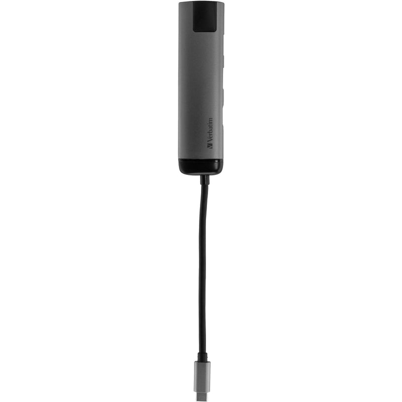 Load image into Gallery viewer, Verbatim usb 3.2 gen 1 multiport hub, usb-c > 2x usb-a + usb-c + hdmi + rj-45 usb-hub (zilver zwart, pd, opladen tot 100 watt)
