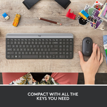 Logitech mk470 slim draadloze desktopset (zwart, us-international lay-out (qwerty), scissor switches, 100%, 1000 dpi)