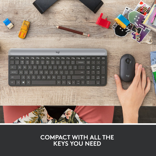 Logitech mk470 slim wireless keyboard and mouse combo , desktopset (zwart, us-international, scissor switches, 1000 dpi)