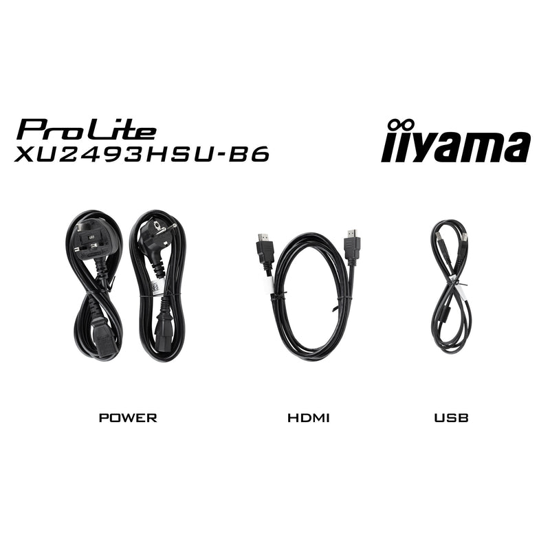 Load image into Gallery viewer, Iiyama prolite xu2493hsu-b7 24 monitor (zwart (mat), hdmi, displayport, 2x usb-a, usb-b)
