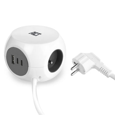 Act connectivity act stekkerdoos kubus met 3 stopcontacten, 30w power delivery usb-c a poorten, kabellengte 1,5m ac2425
