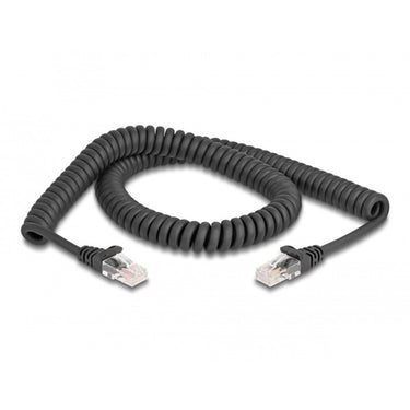 Delock rj-45 spiraalkabel male to male cat.5e (zwart, 2 meter)