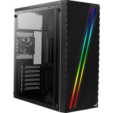Aerocool streak midi tower behuizing (zwart | 3x usb-a | rgb | window)