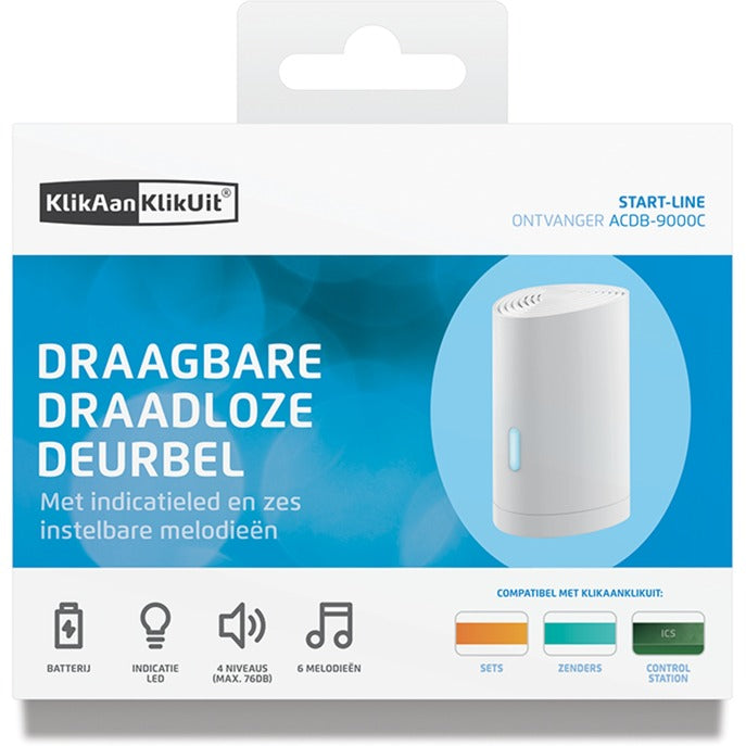 Load image into Gallery viewer, Klikaanklikuit acdb-9000c mobiele draadloze deurbel (wit)
