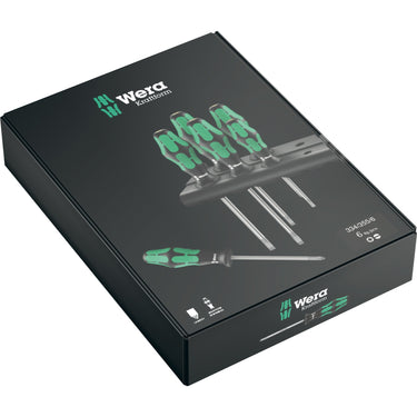 Wera schroevendraaierset 334 335 6 kraftform plus, lasertip met rek (zwart groen, 6-delig)