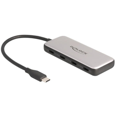 Delock 4-port usb-c + pd 85 watt usb-hub (grijs)