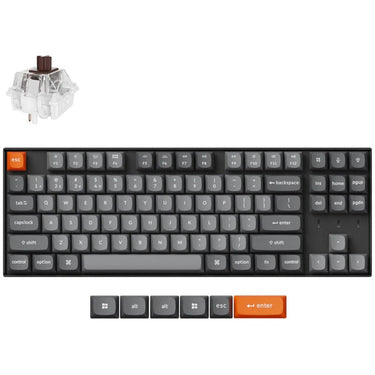Keychron k8 max-h3 rgb mechanisch toetsenbord (zwart, us lay-out (qwerty), super brown, 80% (tkl), rgb leds, osa double-shot pbt, hot swap, usb-c | 2.4 ghz | bluetooth 5.1)