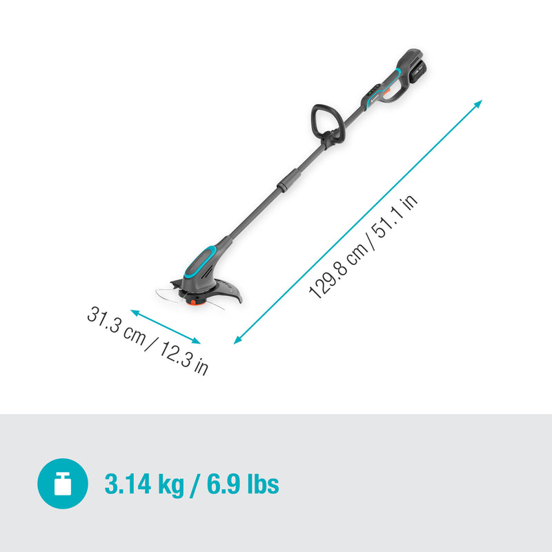 Load image into Gallery viewer, Gardena powertrim 30 18v set 4.0 ah met 18v p4a accu grastrimmer (grijs turquoise, accu en lader inbegrepen)
