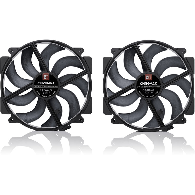 Load image into Gallery viewer, Noctua nf-a14x25r g2 pwm sx2-pp chromax.black case fans (zwart, 2 stuks, 140 x 140 x 25 mm)
