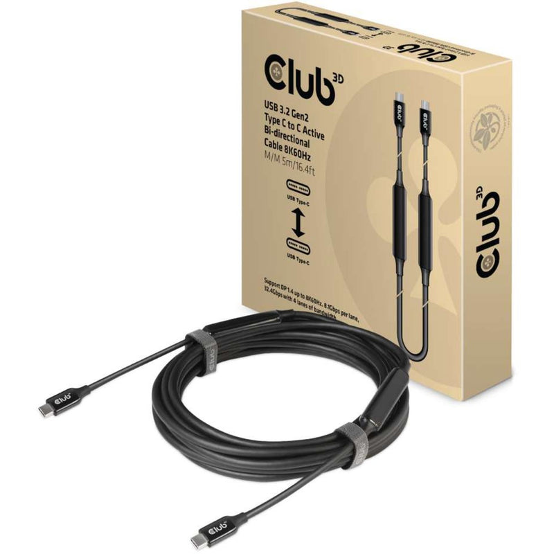 Load image into Gallery viewer, Club 3d actieve usb-c 3.2 gen 2 kabel (zwart, 5 meter, 60 w, 8k)
