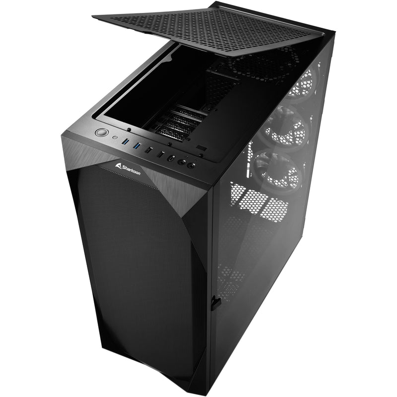 Load image into Gallery viewer, Sharkoon rev300 midi tower behuizing (zwart | 4x usb-a | 1x usb-c | rgb | tempered glass)
