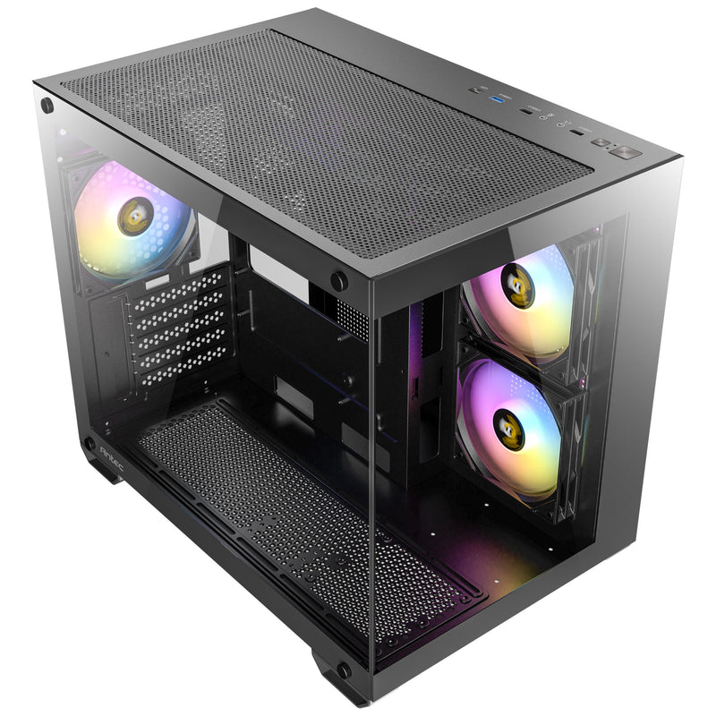 Load image into Gallery viewer, Antec cx600m argb mini tower behuizing (zwart | 3x usb-a | tempered glass)
