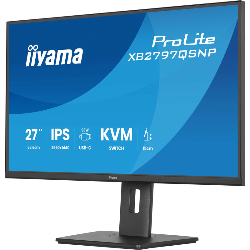 Load image into Gallery viewer, Iiyama prolite xb2797qsnp-b1 27 monitor (zwart, 75 hz, hdmi, displayport, usb-c, lan, audio)
