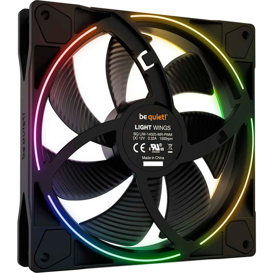 Be quiet! ® light wings pc fan 140mm pwm - 7 stilte-geoptimaliseerde fan bladen - argb-verlichting aan de voor- en achterkant met 18 led's voor een op maat gemaakte pc case - case fan met zeer stille werking en duurzame lagers - developed in germany