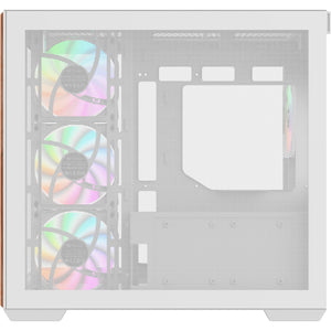 Thermaltake view 380 ws argb snow midi tower behuizing (wit houtkleur | 2x usb-a | 1x usb-c | rgb | tempered glass)