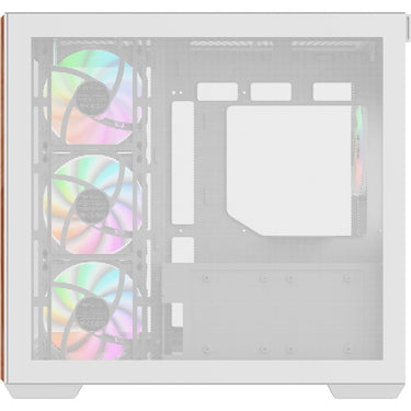 Thermaltake view 380 ws argb snow midi tower behuizing (wit houtkleur | 2x usb-a | 1x usb-c | rgb | tempered glass)