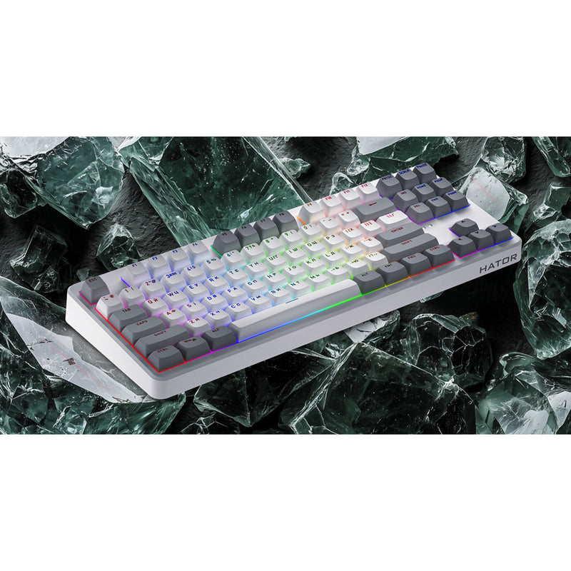 Load image into Gallery viewer, Hator rockfall 3 tkl wireless rgb mechanisch gaming toetsenbord (wit, us lay-out (qwerty), hator aurum orange, 80% (tkl), rgb, pbt keycaps, hotswap, 2.4 ghz bluetooth usb-c)
