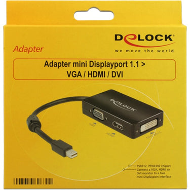 Delock mini displayport naar vga hdmi dvi adapter (zwart)
