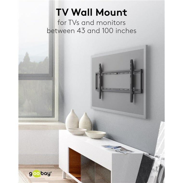 Load image into Gallery viewer, Goobay tv wall mount fixed 43 - 100 inch (109 - 254 cm), max. 70 kg wandmontage (zwart)
