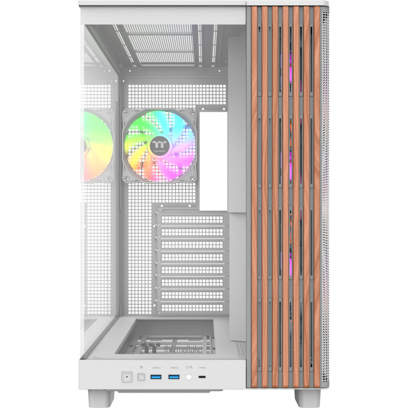 Load image into Gallery viewer, Thermaltake view 380 xl ws argb midi tower behuizing (wit houtkleur | 2x usb-a | 1x usb-c | rgb | tempered glass)
