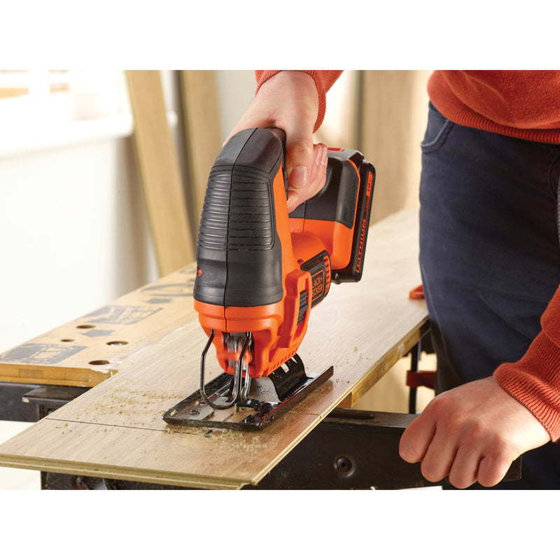Load image into Gallery viewer, Black+decker 18v schroefklopboormachine + 18v pendeldecoupeerzaag bundel (zwart oranje)
