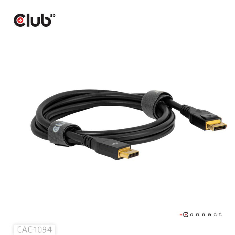 Afbeelding laden in galerijviewer, Club 3d displayport 2.1 vesa dp80 gecertificeerde kabel male-male (zwart, 2 meter, 8k 240hz, 10k 60hz, 80gbps)

