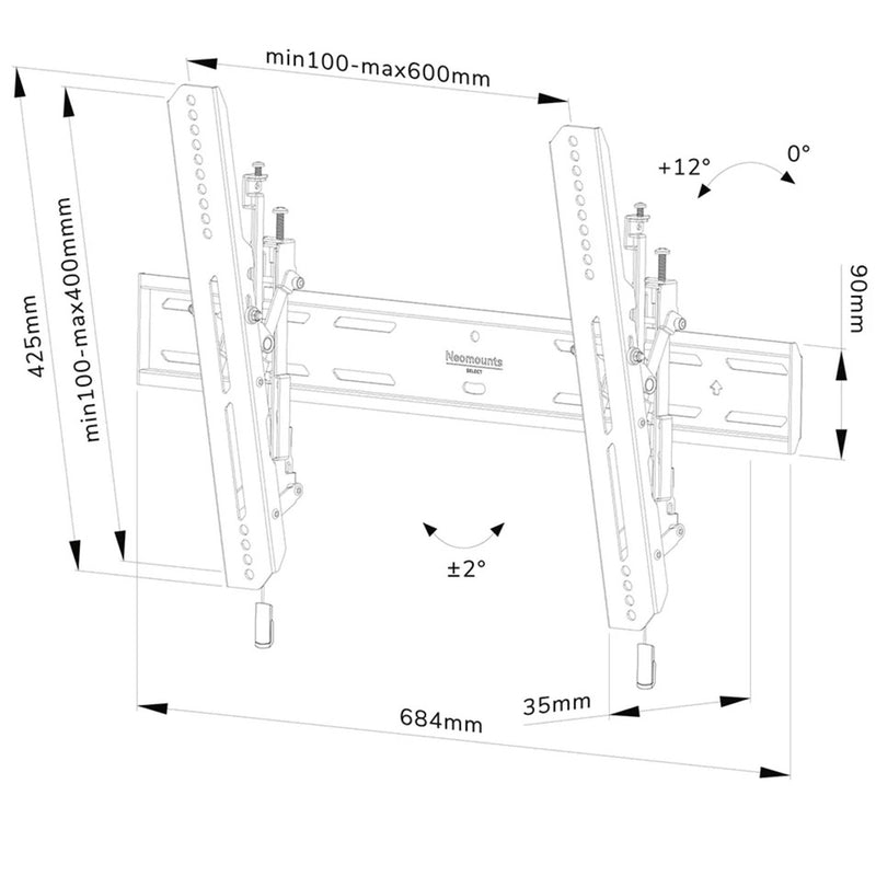 Load image into Gallery viewer, Neomounts select wl35s-850bl16 tv wandsteun bevestiging (zwart)
