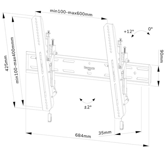 Neomounts select wl35s-850bl16 tv wandsteun bevestiging (zwart)