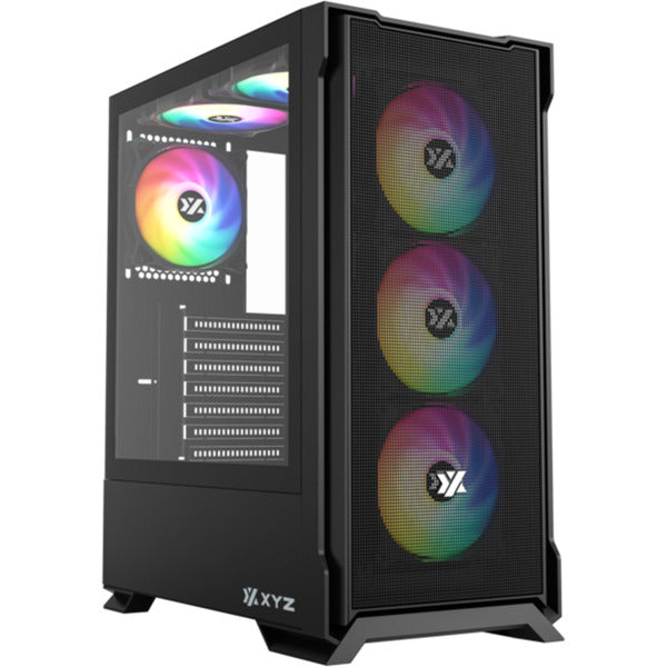 Afbeelding laden in galerijviewer, Xyz pc gear airone 300-x mesh midi tower behuizing (zwart | 1x usb-a | 1x usb-c | tempered glass)
