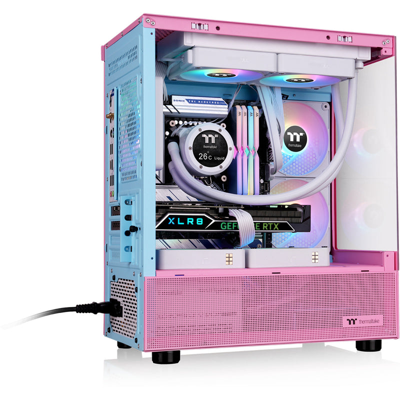 Load image into Gallery viewer, Thermaltake view 170 tg argb mini tower behuizing (roze | 2x usb-a | rgb | tempered glass)
