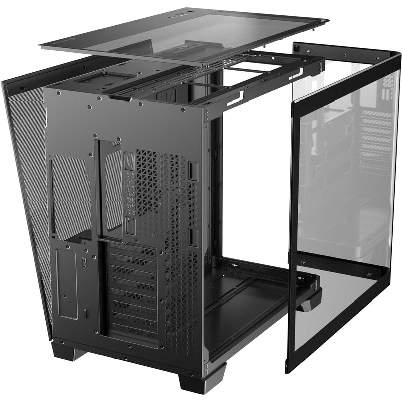 Load image into Gallery viewer, Antec c8 curve wood midi tower behuizing (zwart houtkleur | 2x usb-a | 1x usb-c | tempered glass)
