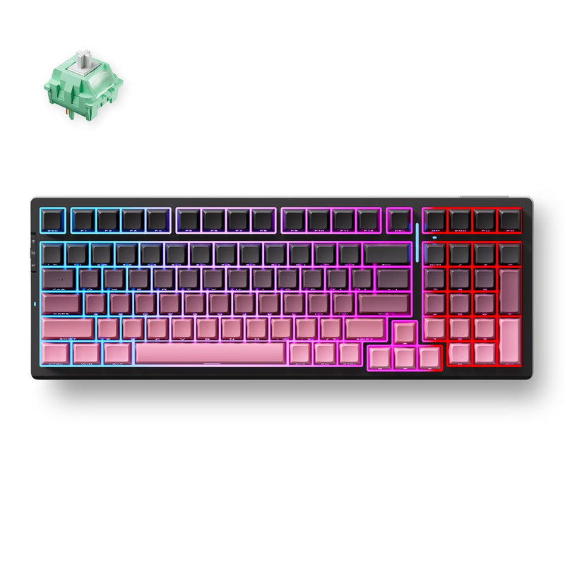 Afbeelding laden in galerijviewer, Mchose g98 pro black pink cabbage tofu v2 wireless tri-mode custom mechanical rgb gaming toetsenbord (zwart, us lay-out (qwerty), ktt cabbage tofu v2, rgb, hot swap, side engraved pbt, draadloos | bluetooth | usb-c)
