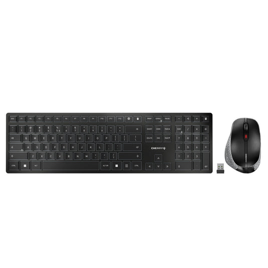 Cherry dw 9500 slim, desktopset (zwart zilver, eu lay-out (qwerty), scissor switches, 3.000 dpi, 2.4 ghz bluetooth 4.2)