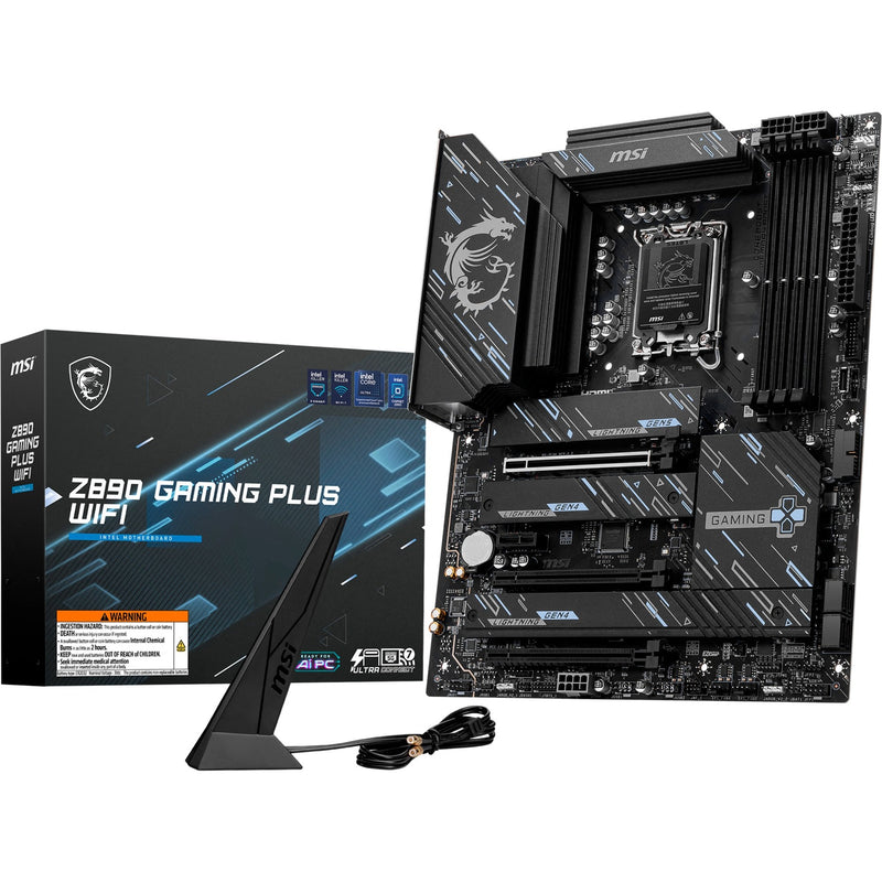 Load image into Gallery viewer, Msi z890 gaming plus wifi socket 1851 moederbord (zwart, raid, 5gb-lan, wlan, bt, sound, atx)
