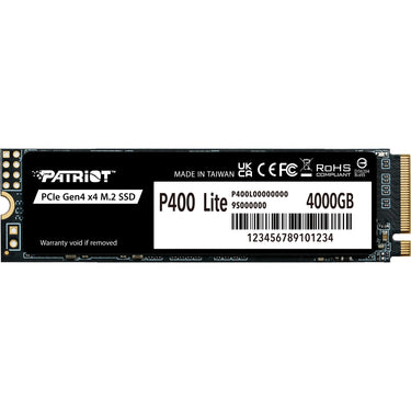 Patriot p400 lite 4 tb ssd (zwart wit, p400lp4kgm28h, pcie 4.0 x4, nvme 1.4, m.2 2280)