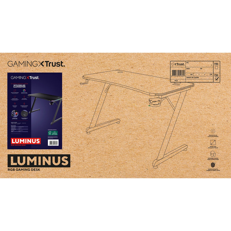 Load image into Gallery viewer, Trust gxt 709 luminus rgb-gamingbureau gaming desk (zwart)

