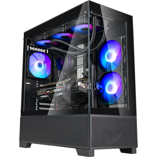 Silverstone lucid 05 mini tower behuizing (zwart | 2x usb-a | 1x usb-c | rgb | tempered glass)