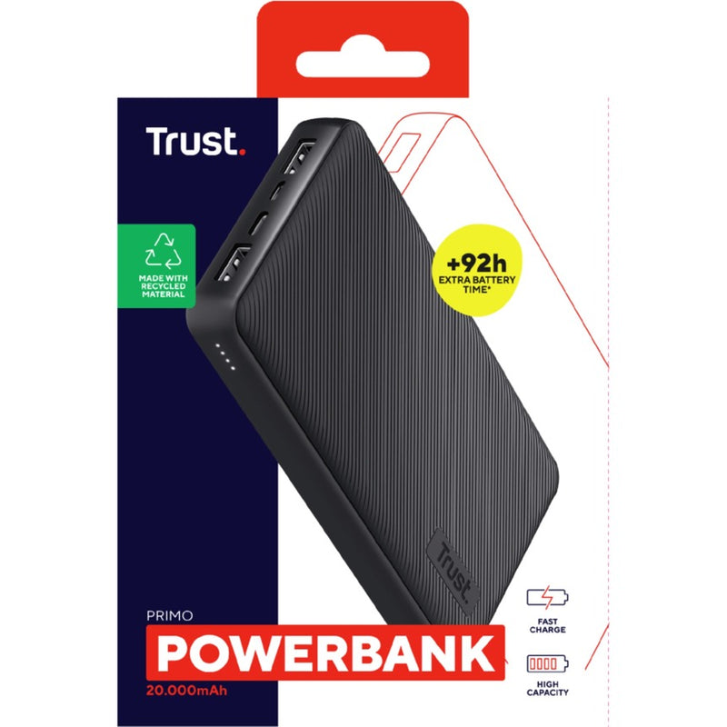Load image into Gallery viewer, Trust primo 20.000 mah eco powerbank (zwart)
