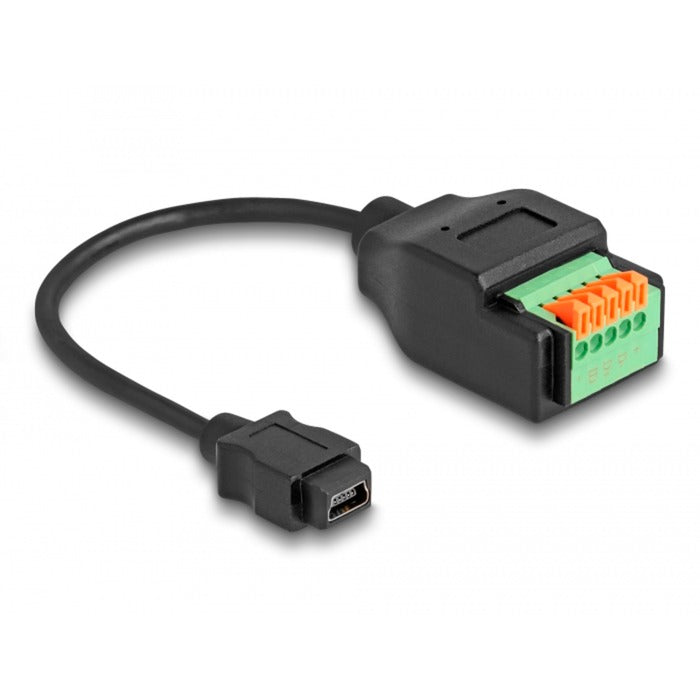 Load image into Gallery viewer, Delock usb 2.0 adapter, usb 2.0 type mini-b female > 5 pin terminal block (zwart, 15cm)
