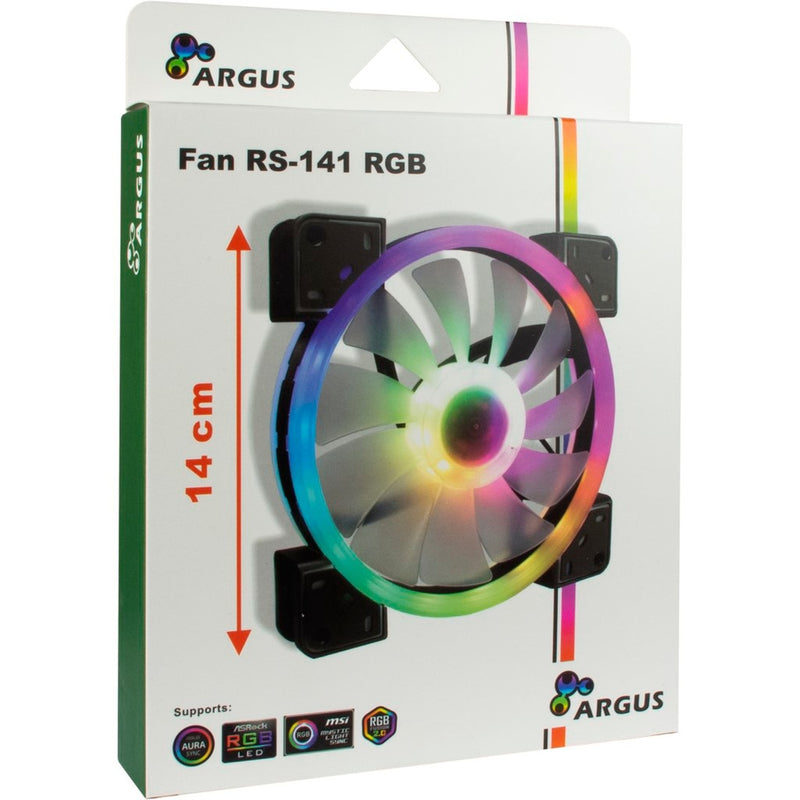 Load image into Gallery viewer, Inter-tech argus rs-141 rgb case fan (zwart, 140 x 140 x 25 mm, pwm)
