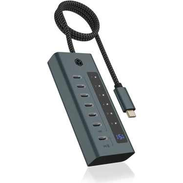 Icy box 7-port usb-c 3.2 gen 2 usb-hub (blauwgrijs)