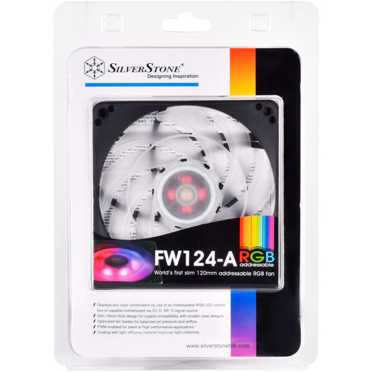 Silverstone sst-fw124-argb 120x120x15 case fan (zwart, 120 x 120 x 15 mm, pwm)