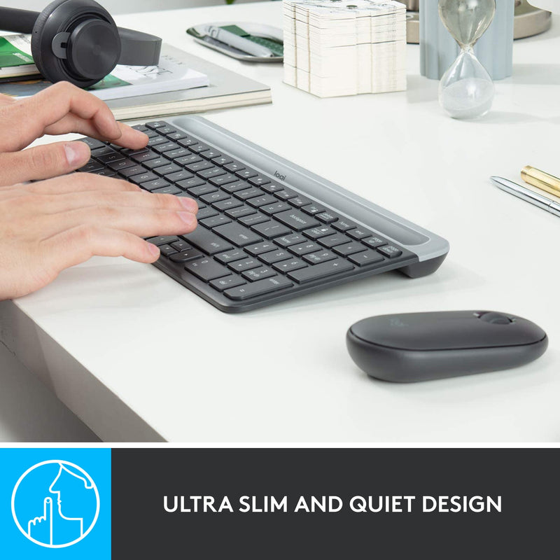Load image into Gallery viewer, Logitech mk470 slim wireless keyboard and mouse combo , desktopset (zwart, us-international, scissor switches, 1000 dpi)
