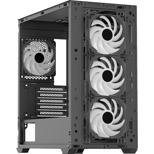 Aerocool b301a mini tower behuizing (zwart | 1x usb-a | 1x usb-c | rgb)