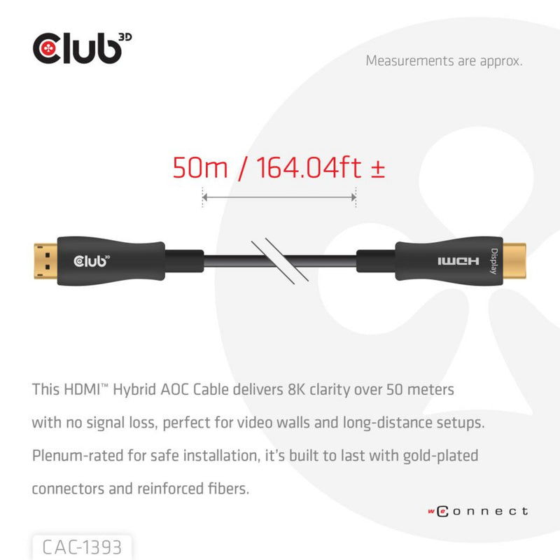 Afbeelding laden in galerijviewer, Club 3d hdmi hybrid aoc kabel 8k60hz 4k120hz 50m (zwart)

