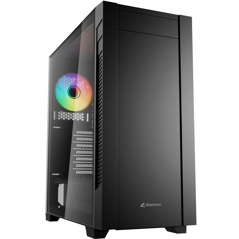 Load image into Gallery viewer, Sharkoon s25-w2 argb midi tower behuizing (zwart | 2x usb-a | 1x usb-c | rgb | tempered glass)
