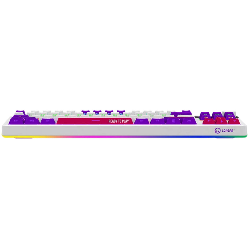Load image into Gallery viewer, Lorgar kbp70tklw rgb mechanisch gaming toetsenbord (wit, us lay-out (qwerty), logar toxic purple, 80% (tkl), rgb, hot-swappable, pbt double-shot, bluetooth | 2.4ghz | usb)
