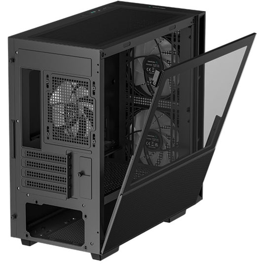 Deepcool ch360 mini tower behuizing (zwart | 1x usb-a | 1x usb-c | rgb | tempered glass)