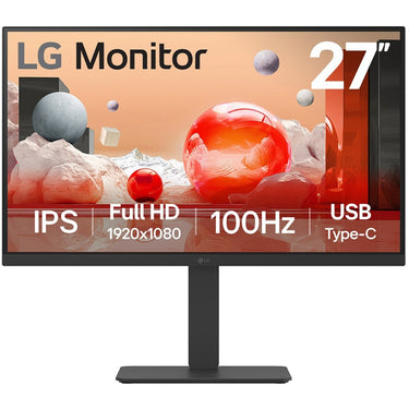 Lg 27ba650 27 monitor (zwart, hdmi, displayport, audio, usb-c)
